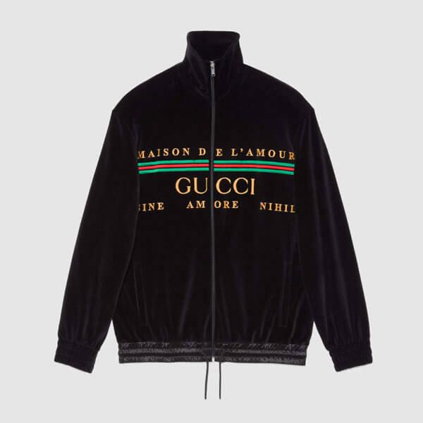 ★完売必至【GUCCI】グッチ 偽物 刺繍入りシェニールジャケット 595533 XJBTD 1082